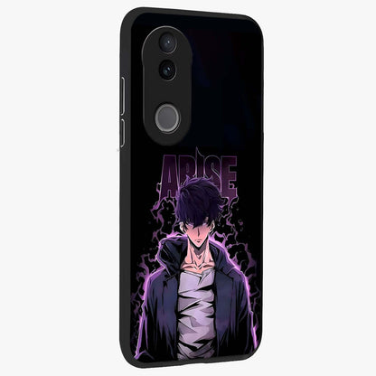 Shadow Monarch Awakening Glass Case upright view showcasing bold monarch artwork with mystical awakening theme.