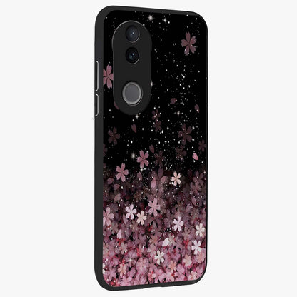 Small Starry Flowers Glass Case upright view showcasing charming floral artwork with dreamy starry theme.