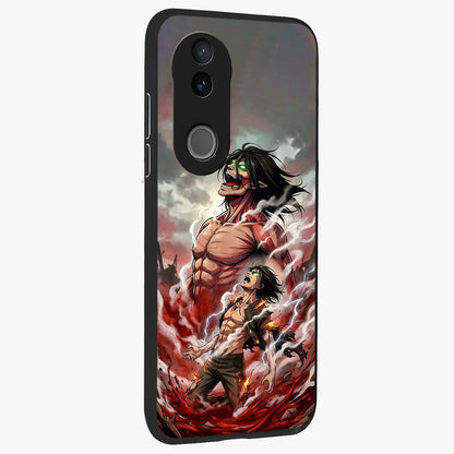 Titan Awakening Fury Glass Case upright view showcasing intense titan artwork with epic fantasy theme.