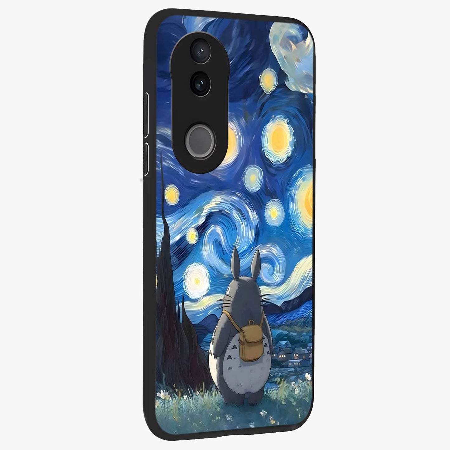 Totoro In Van Gogh Art Glass Case upright view showcasing creative character artwork with painterly artistic theme.