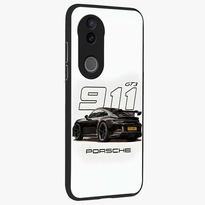 Turbo Legacy Icon Glass Case upright view showcasing bold racing inspired artwork with classic car theme.