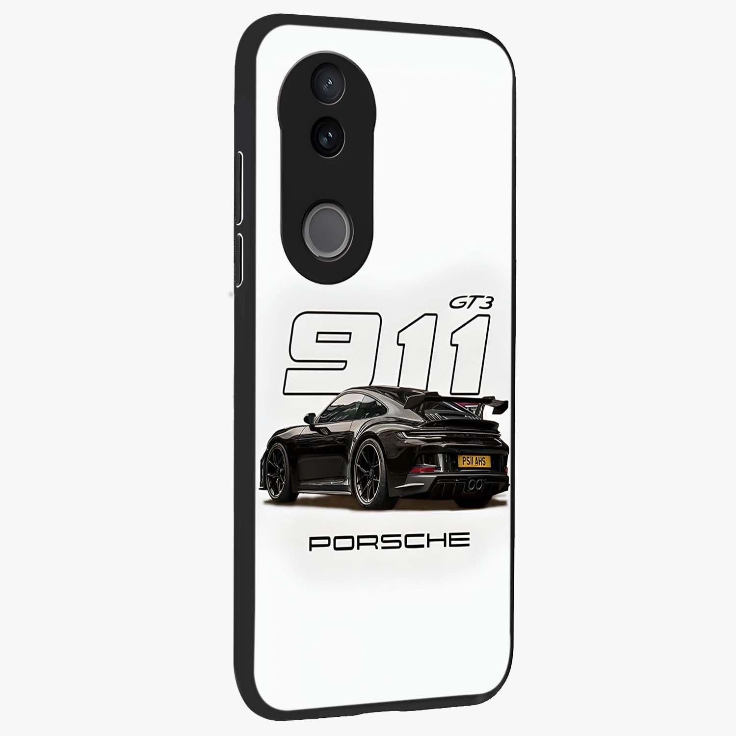 Turbo Legacy Icon Glass Case upright view showcasing bold racing inspired artwork with classic car theme.