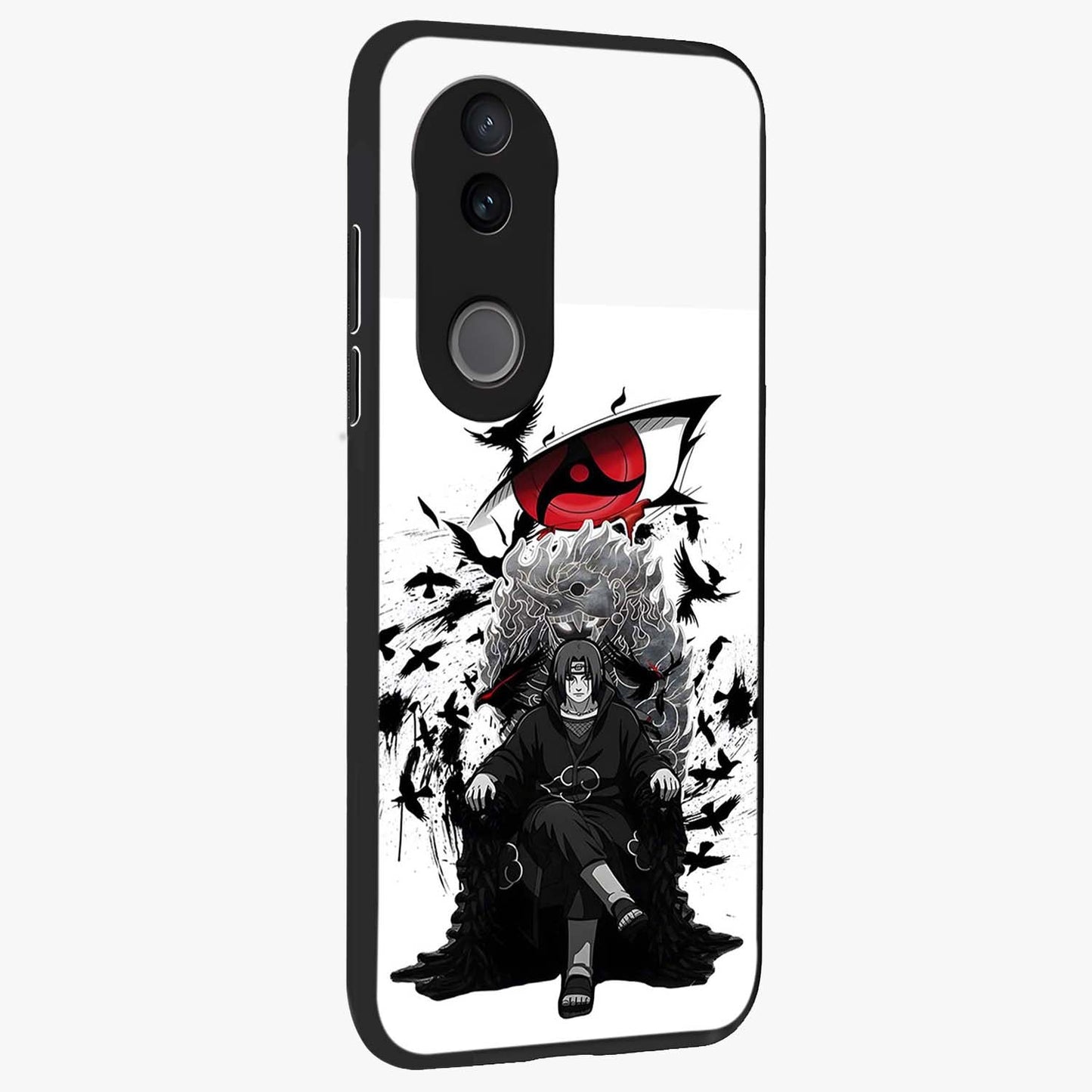 Uchiha Shadow Throne Glass Case upright view showcasing magical underwater galaxy artwork with vibrant cosmic theme.
