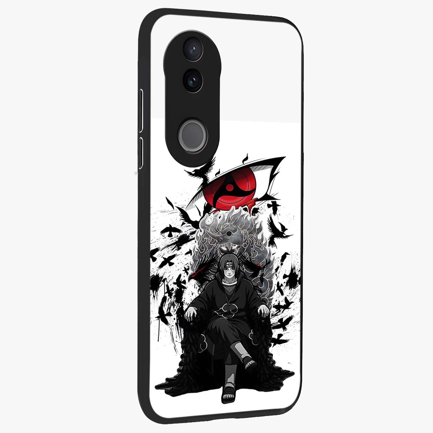 Uchiha Shadow Throne Glass Case upright view showcasing magical underwater galaxy artwork with vibrant cosmic theme.