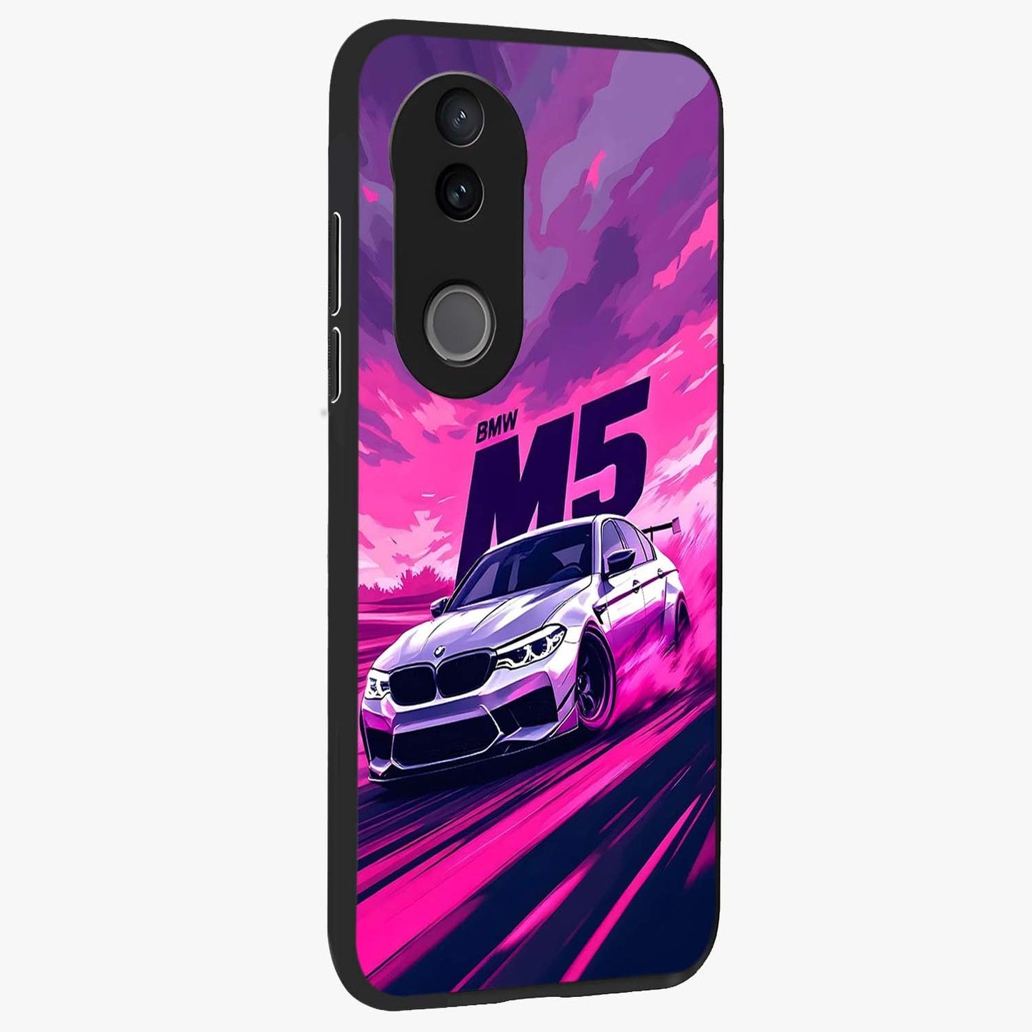Velocity Drift Pulse Glass Case upright view showcasing powerful racing artwork with energetic motorsport theme.