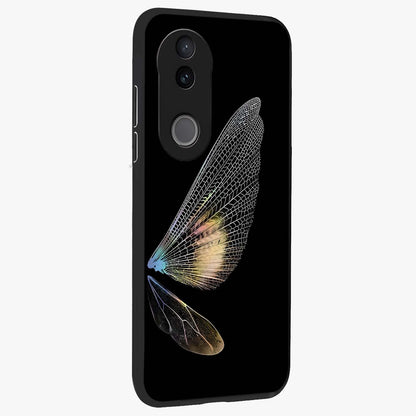 Whispers Of Wings Glass Case upright view showcasing elegant wing artwork with light airy theme.