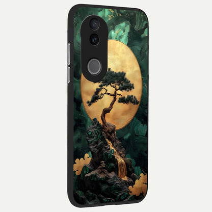 Zen Moon Rise Glass Case upright view showcasing serene moon artwork with tranquil night theme.