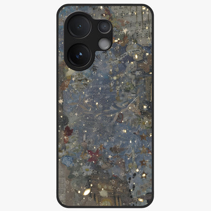 Aesthetic Astrolophia Glass Case showing flat back view with dreamy aesthetic design and glossy glass finish.