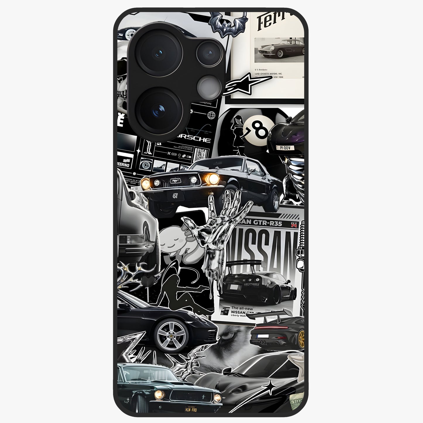 Aesthetic Dark Love Glass Case showing flat back view with dark romantic artwork and glossy glass finish.