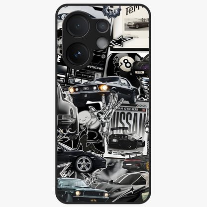 Aesthetic Dark Love Glass Case showing flat back view with dark romantic artwork and glossy glass finish.
