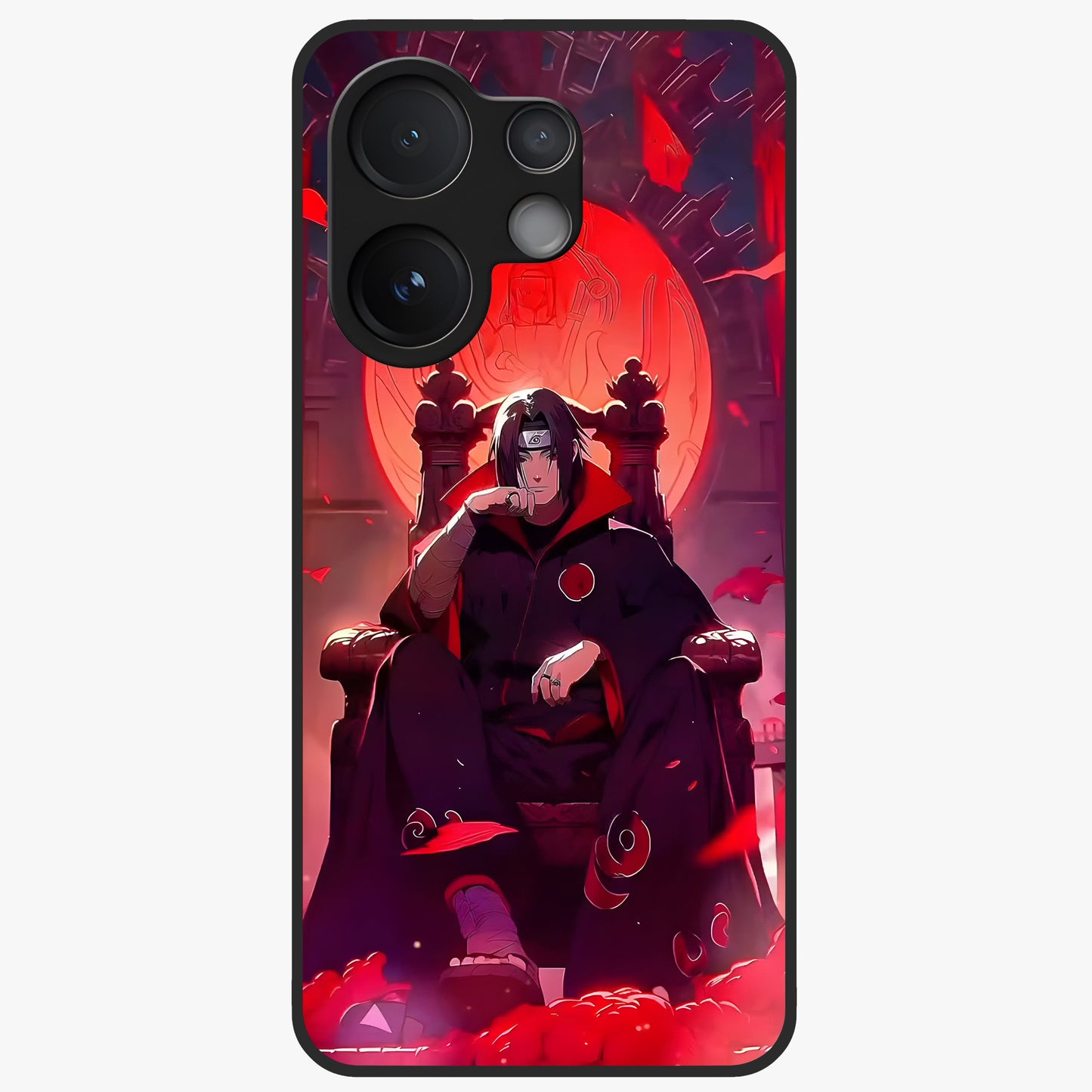Blood Moon Sovereign Glass Case showing flat back view with mystical blood moon artwork and glossy glass finish.