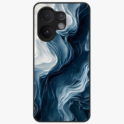 Ethereal Paper Marble Glass Case showing flat back view with soft marble paper texture artwork and glossy glass finish.