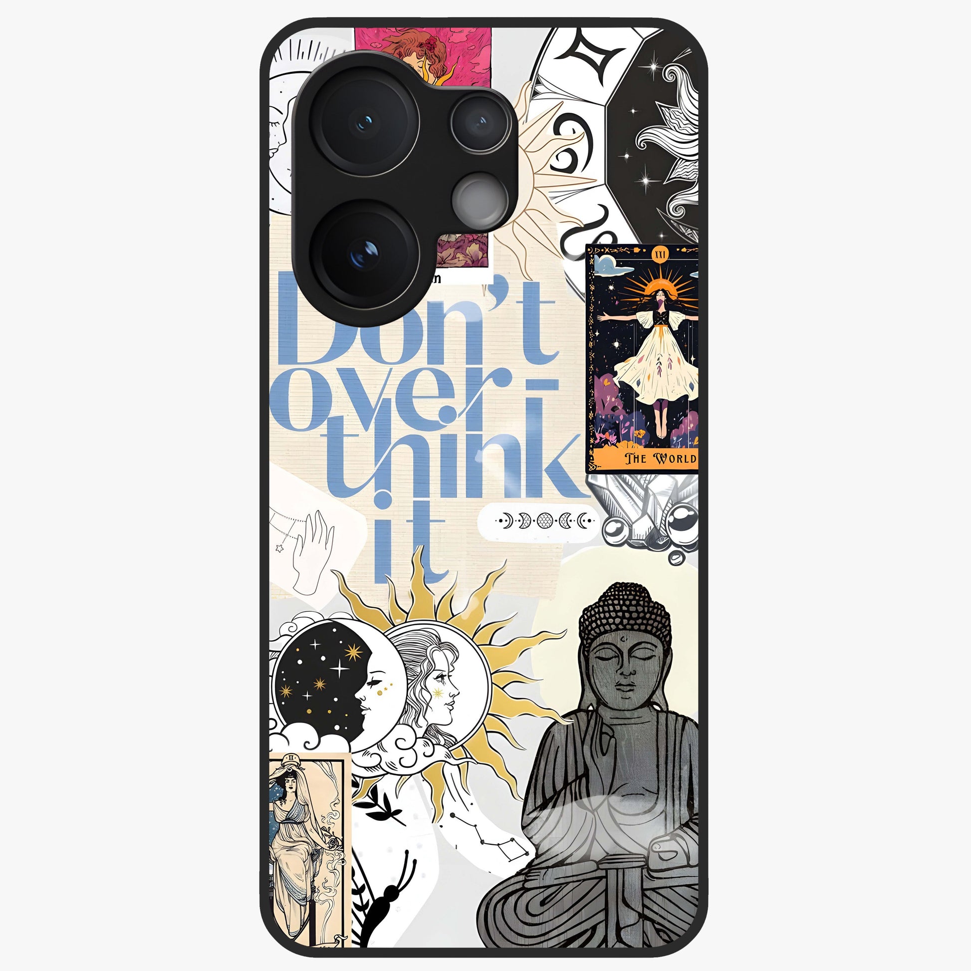 Ethereal Thoughts Glass Case showing flat back view with dreamy artistic artwork and glossy glass finish.