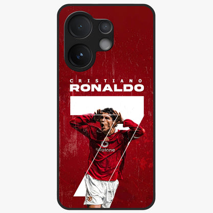 Goal Celebration Legacy Glass Case showing flat back view with football celebration inspired artwork and glossy glass finish.