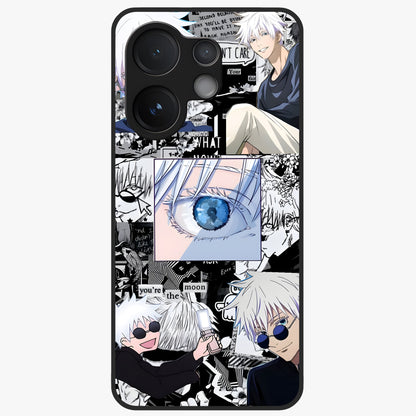 Infinity Sorcerer Chaos Glass Case showing flat back view with mystical sorcerer themed artwork and glossy glass finish.