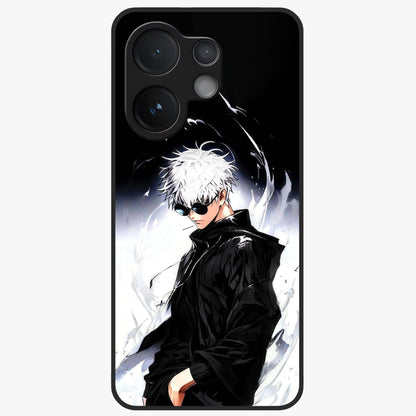 Limitless Shadow King Glass Case showing flat back view with powerful shadow warrior artwork and glossy glass finish.