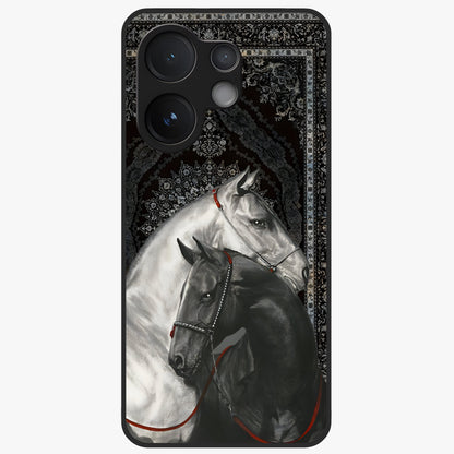 Majestic Ride Legacy Glass Case showing flat back view with powerful automotive inspired artwork and glossy glass finish.