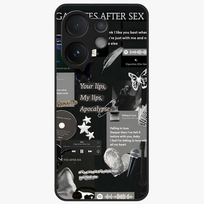 Midnight Love Echo Glass Case showing flat back view with romantic midnight themed artwork and glossy glass finish.
