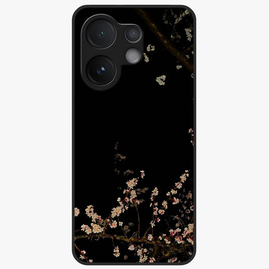 Petal Moon Light With Custom Name Glass Case showing flat back view with floral moonlight artwork and personalized name design.