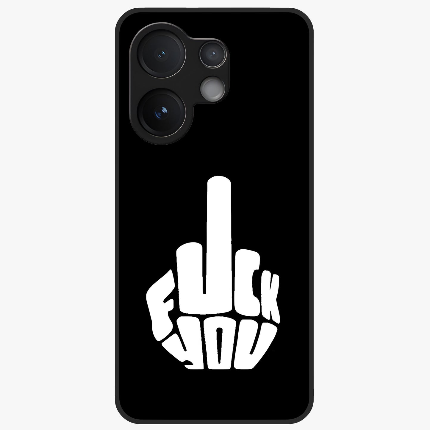 Rebel Mode On Glass Case showing flat back view with bold rebellious typography artwork and glossy glass finish.