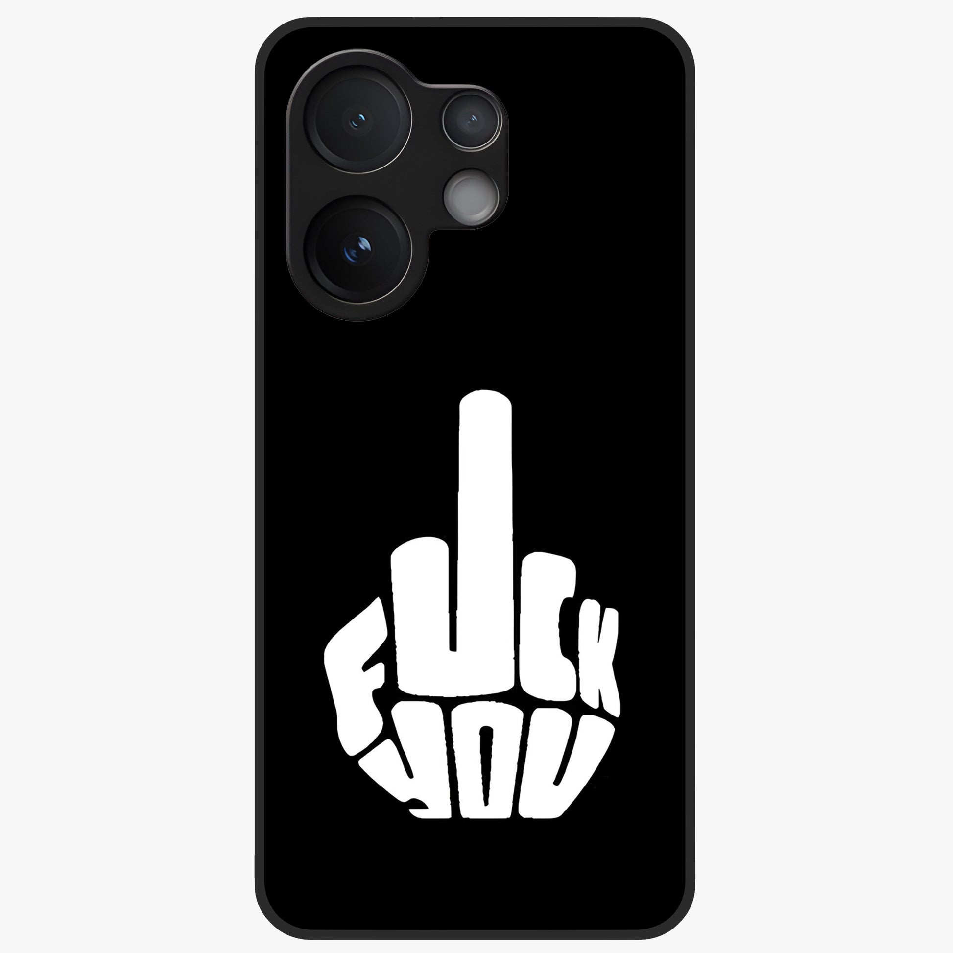 Rebel Mode On Glass Case showing flat back view with bold rebellious typography artwork and glossy glass finish.