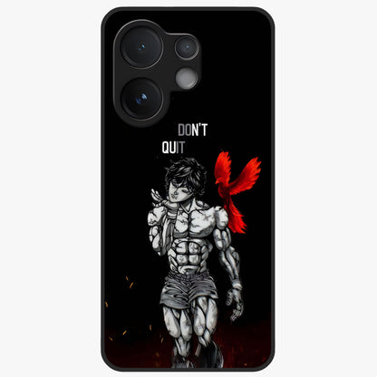 Rise Beyond Limits Glass Case showing flat back view with motivational typography artwork and glossy glass finish.