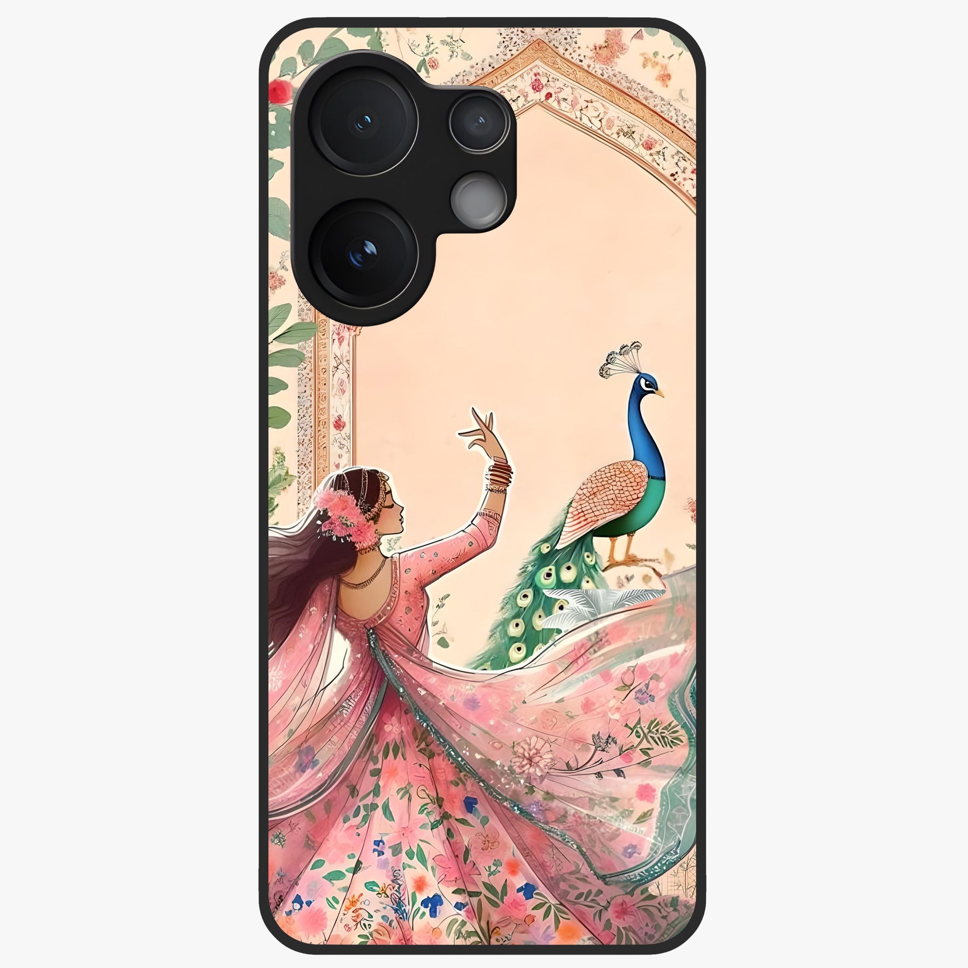 Royal Grace Muse Glass Case showing flat back view with elegant artistic artwork and glossy glass finish.