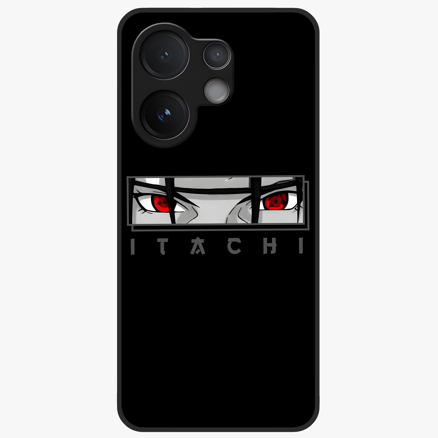 Scarlet Gaze Dominance Glass Case showing flat back view with striking red themed artwork and glossy glass finish.
