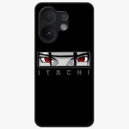 Scarlet Gaze Dominance Glass Case showing flat back view with striking red themed artwork and glossy glass finish.