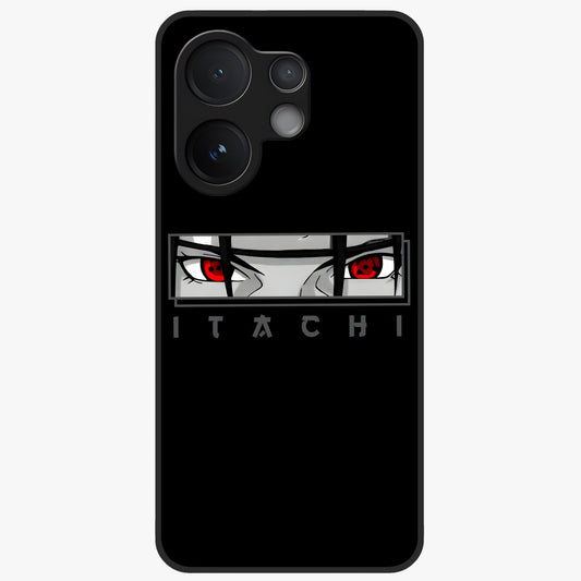 Scarlet Gaze Dominance Glass Case showing flat back view with striking red themed artwork and glossy glass finish.