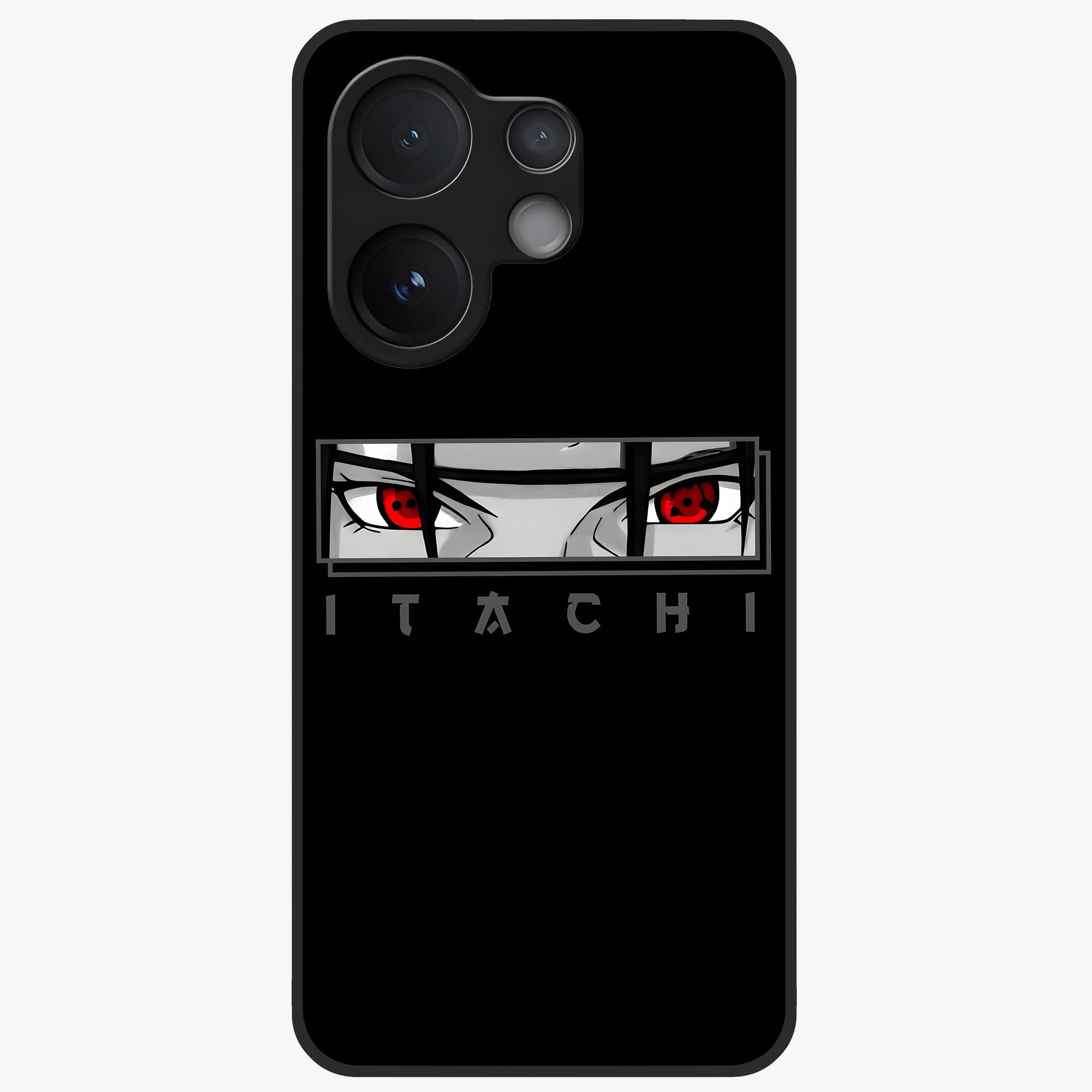 Scarlet Gaze Dominance Glass Case showing flat back view with striking red themed artwork and glossy glass finish.