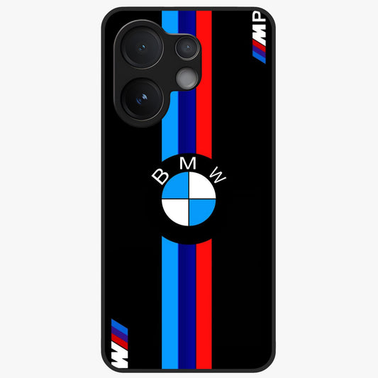 Turbo BMW Beast Glass Case showing flat back view with high performance sports car artwork and glossy glass finish.