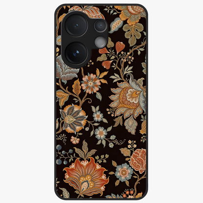 Vintage Floral Dream Glass Case showing flat back view with classic floral artwork and glossy glass finish.
