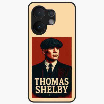 Vintage Mafia Authority Glass Case showing flat back view with bold vintage mafia inspired artwork and glossy glass finish.