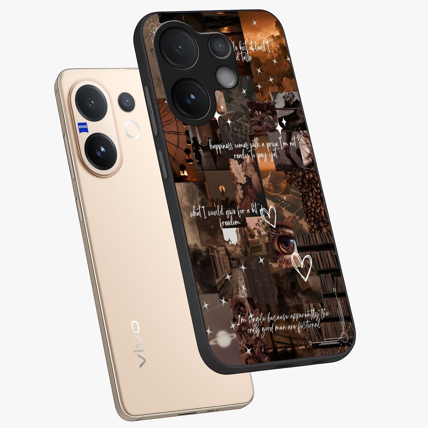 Bittersweet Aesthetic Chaos Glass Case displayed in angled mockup highlighting expressive abstract artwork and edgy aesthetic theme.