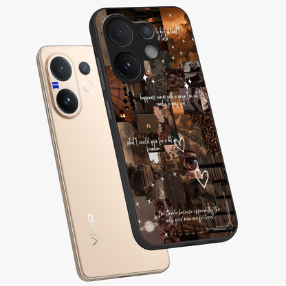 Bittersweet Aesthetic Chaos Glass Case displayed in angled mockup highlighting expressive abstract artwork and edgy aesthetic theme.