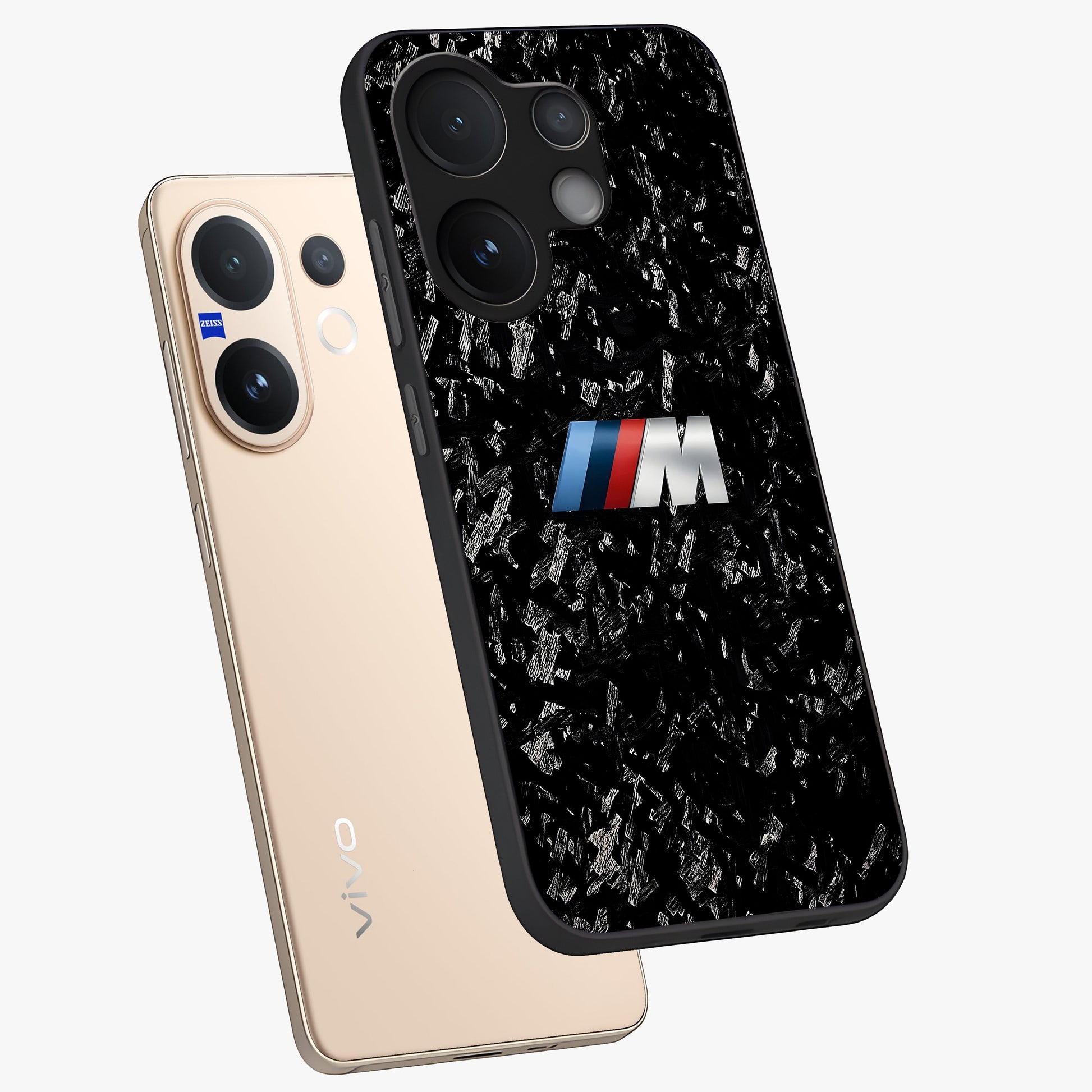 Carbon Speed Mark Glass Case displayed in angled mockup highlighting racing inspired carbon design and sleek aesthetic style.