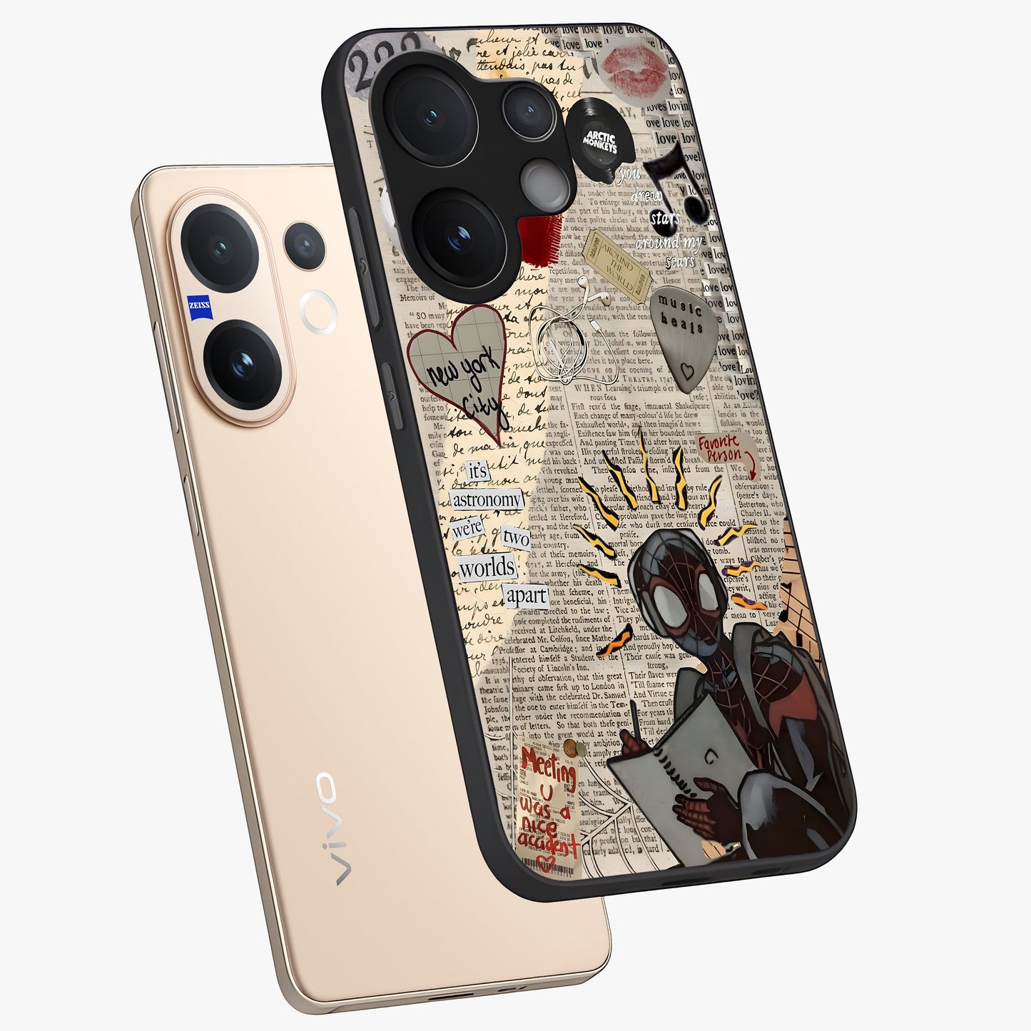 City Dream Sketch Glass Case displayed in angled mockup highlighting minimal city illustration with aesthetic sketch style.