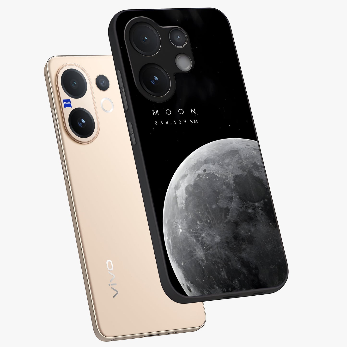 Cosmic Moon Glow Glass Case displayed in angled mockup highlighting celestial moon design with cosmic aesthetic theme.