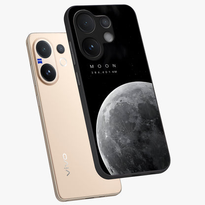 Cosmic Moon Glow Glass Case displayed in angled mockup highlighting celestial moon design with cosmic aesthetic theme.