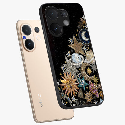 Cosmic Sparkle Dreams Glass Case displayed in angled mockup highlighting dreamy star sparkle design with celestial aesthetic.