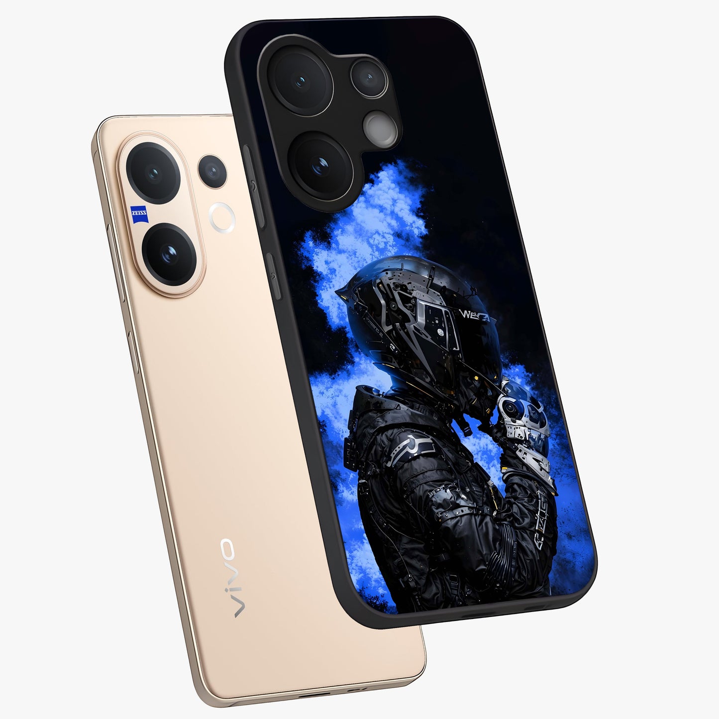 Cyber Sentinel Protocol Glass Case displayed in angled mockup highlighting digital cyber design with sci-fi aesthetic style.