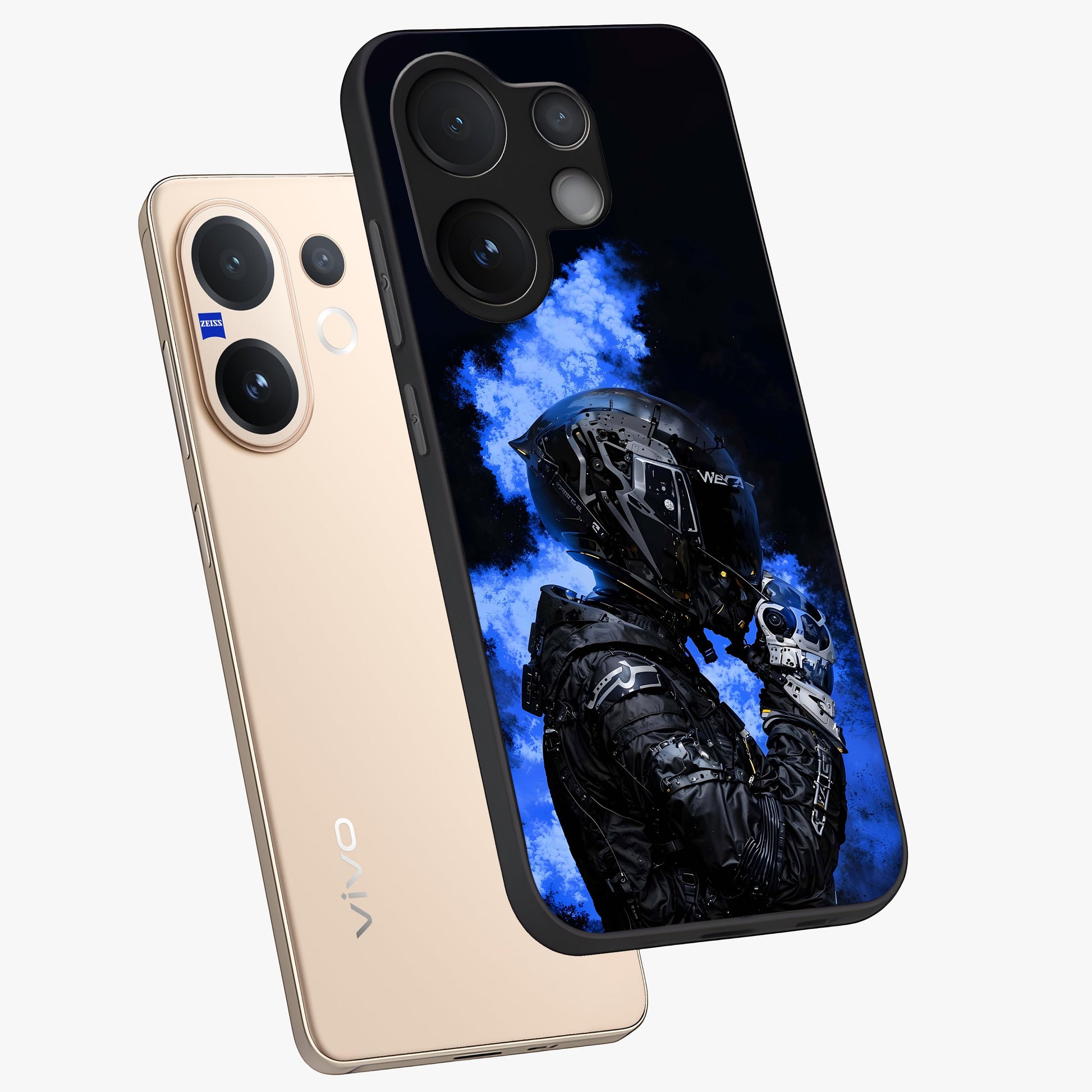 Cyber Sentinel Protocol Glass Case displayed in angled mockup highlighting digital cyber design with sci-fi aesthetic style.