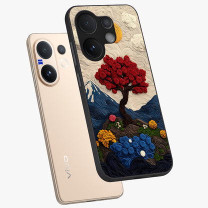 Eternal Nature Tapestry Glass Case displayed in angled mockup highlighting detailed botanical pattern with artistic aesthetic.