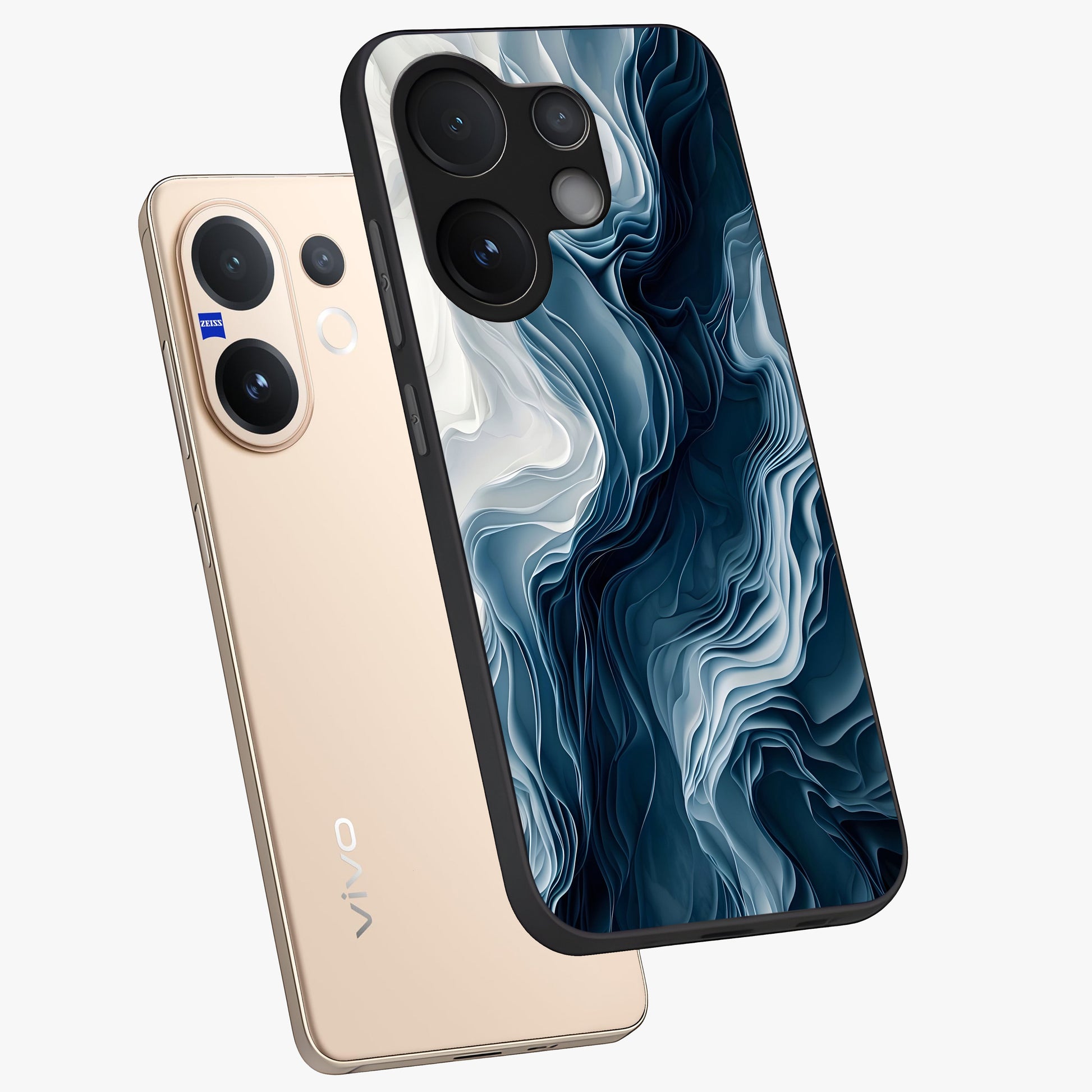 Ethereal Paper Marble Glass Case displayed in angled mockup highlighting elegant marble pattern with modern aesthetic style.