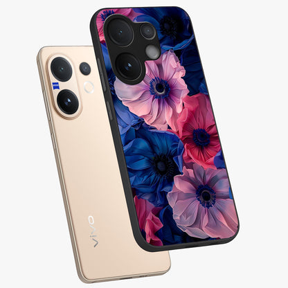 Flower Paper Art Pattern Glass Case displayed in angled mockup highlighting layered paper flower design with artistic aesthetic.