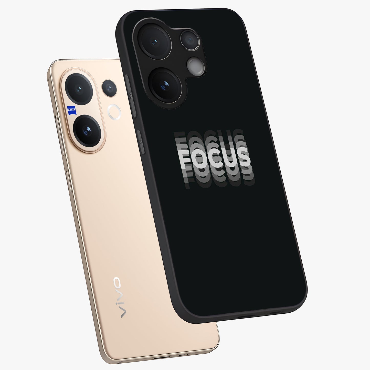 Focus Mode On Glass Case displayed in angled mockup highlighting clean minimal text artwork with modern aesthetic style.
