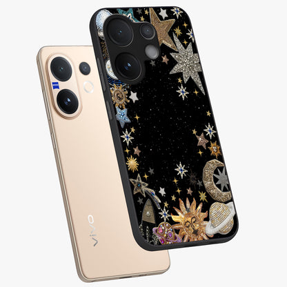 Galactic Jewel Stars Glass Case displayed in angled mockup highlighting shining celestial star design with cosmic aesthetic style.
