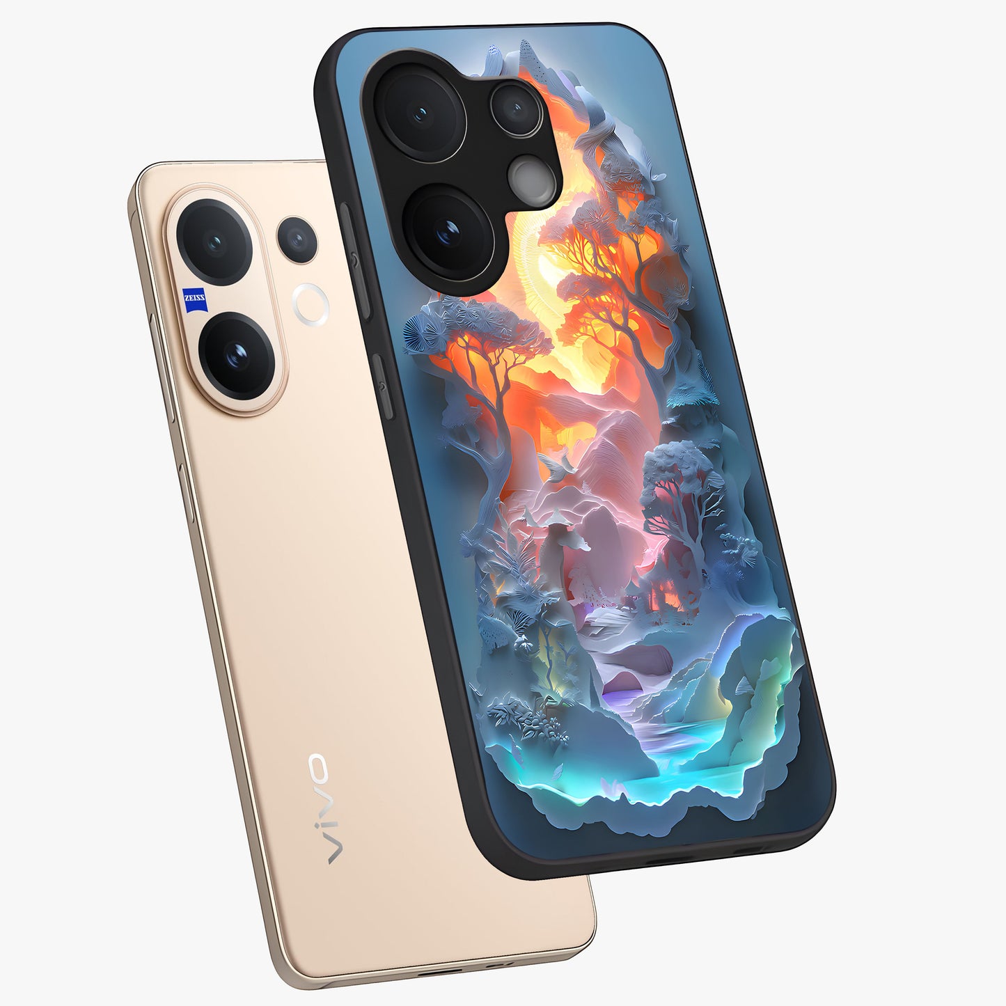 Glow Forest Portal Glass Case displayed in angled mockup highlighting mystical forest design with magical glowing aesthetic.