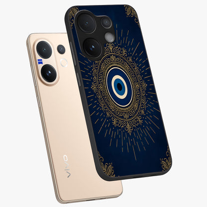 Golden Celestial Charm Glass Case displayed in angled mockup highlighting sparkling cosmic charm design with celestial aesthetic.